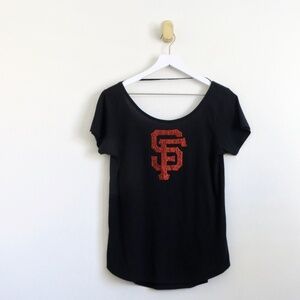 NEW! San Francisco Giants Short Sleeve Tee T-Shirt Faux Rhinestones Womens SZ M